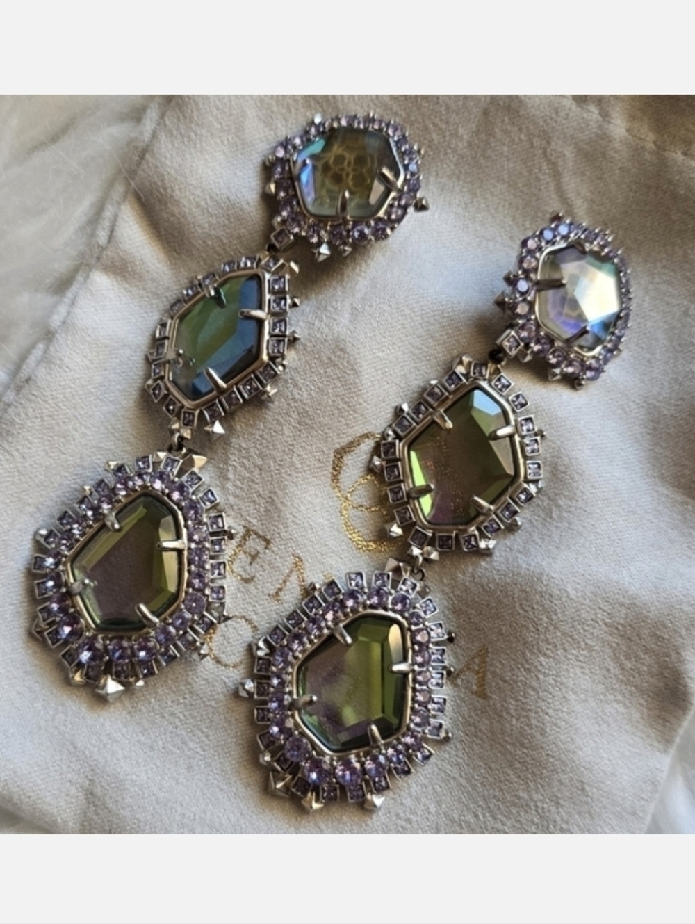 Kendra Scott Aria Dichroic Glass Clip on Statement Earrings